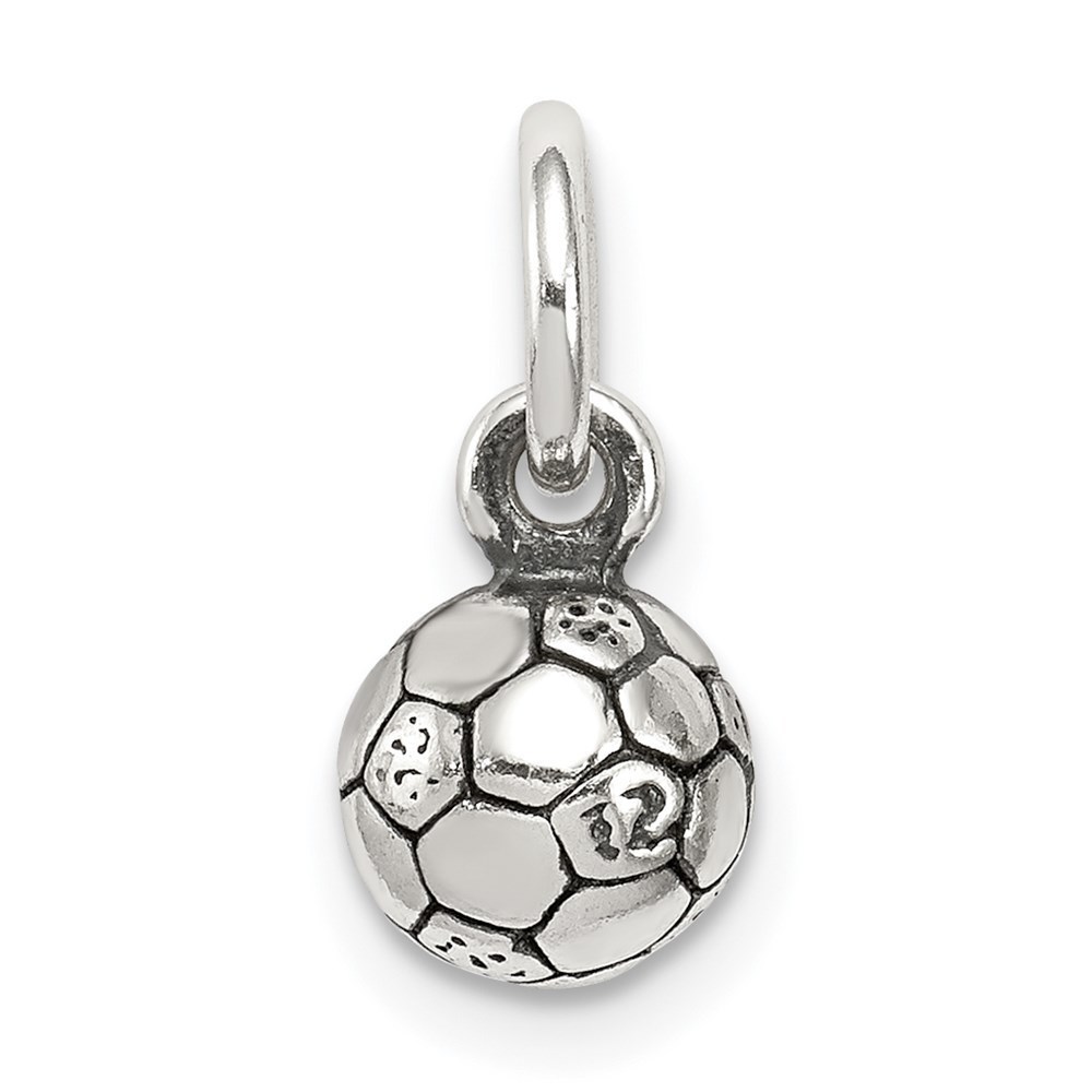 925 Sterling Silver Sports Theme Unisex Antiqued Soccer Ball Charm Pendant